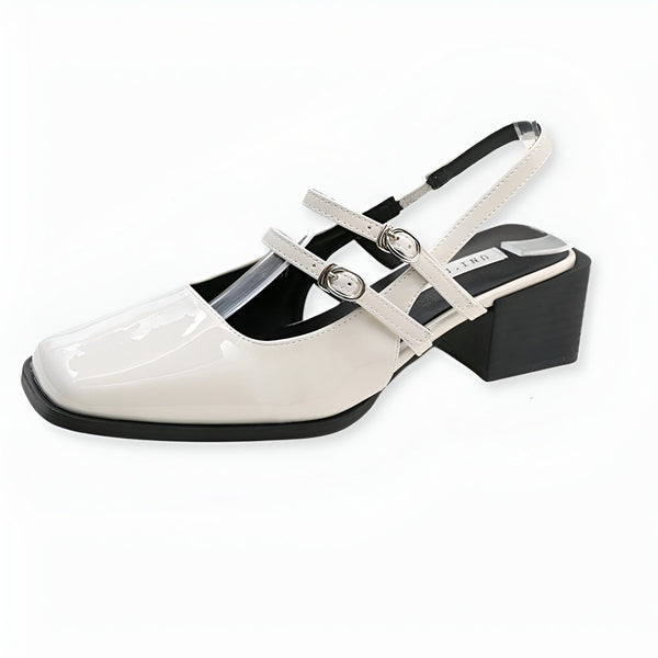 Chaussure Mary Jane blanche vernie avec bride et talon bloc noir. Élégante et moderne, idéale pour une tenue sophistiquée., 45286704775349,45286704808117,45286704840885,45286704873653,45286704906421,45286704939189,45286704971957,45286705004725,45286705037493,45286705070261,45286705103029,45286705135797,45286705168565,45286705201333,45286705234101,45286705266869,45286705299637,45286705332405