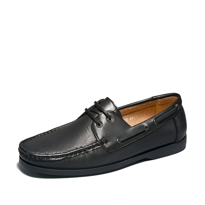 Mocassin bateau en cuir noir pour homme, style décontracté et élégant. Chaussures confortables avec lacets., 45287024951477,45287024984245,45287025017013,45287025049781,45287025082549,45287025115317,45287025148085,45287025180853,45287025213621,45287025246389,45287025279157,45287025311925,45287025344693,45287025377461,45287025410229