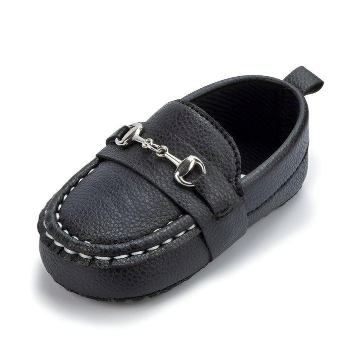 Mocassin noir pour bébé avec boucle argentée, chaussure élégante pour enfant, style classique et confortable, accessoire de mode pour les tout-petits., 45286993789109,45286993821877,45286993854645,45286993887413,45286993920181,45286993952949,45286993985717,45286994018485,45286994051253