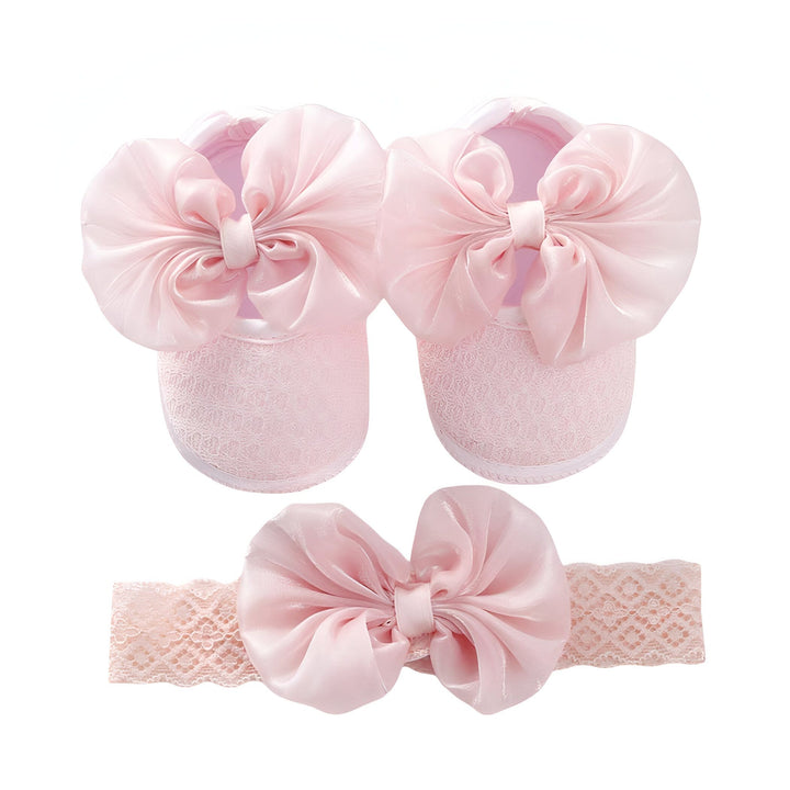 Chaussons roses pour bébé avec nœuds en satin assortis à un bandeau en dentelle, ensemble pour nouveau-né., 45287070040245,45287070073013,45287070105781,45287070138549,45287070171317,45287070204085,45287070236853,45287070269621,45287070302389,45287070335157,45287070367925,45287070400693