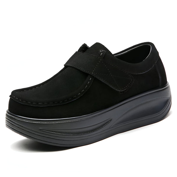 Chaussure noire compensée en daim avec une fermeture à bande velcro, idéale pour le confort et le style décontracté., 45286793707701,45286793740469,45286793773237,45286793806005,45286793838773,45286793871541,45286793904309,45286793937077,45286793969845,45286794002613,45286794035381,45286794068149,45286794100917,45286794133685,45286794166453,45286794199221,45286794231989,45286794264757,45286794297525,45286794330293,45286794363061,45286794395829,45286794428597,45286794461365