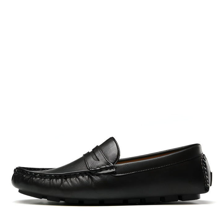 Mocassin en cuir noir pour homme, style décontracté et élégant. Chaussure confortable et sophistiquée., 45286873366709,45286873399477,45286873432245,45286873465013,45286873497781,45286873530549,45286873563317,45286873596085,45286873628853,45286873661621,45286873694389,45286873727157,45286873759925,45286873792693