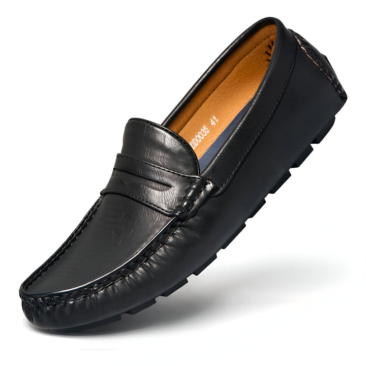Mocassin en cuir noir pour hommes, style décontracté, confort optimal. Chaussure élégante et moderne., 45286873366709,45286873399477,45286873432245,45286873465013,45286873497781,45286873530549,45286873563317,45286873596085,45286873628853,45286873661621,45286873694389,45286873727157,45286873759925,45286873792693