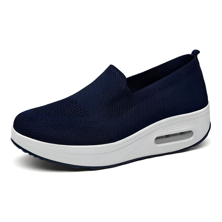 Chaussure décontractée bleu marine pour femme. Mocassin en maille avec semelle compensée blanche et coussin d'air visible. Chaussure de sport confortable et légère., 45286890700981,45286890733749,45286890766517,45286890799285,45286890832053,45286890864821,45286890897589,45286890930357,45286890963125,45286890995893,45286891028661,45286891061429,45286891094197,45286891126965,45286891159733,45286891192501,45286891225269,45286891258037,45286891290805,45286891323573,45286891356341,45286891389109,452868914