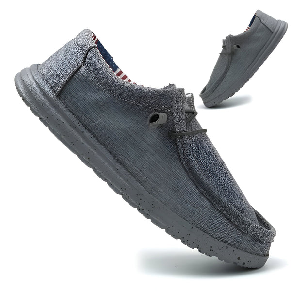 Chaussures décontractées grises. Mocassins en toile pour homme avec lacets élastiques. Style décontracté et confortable, parfait pour le quotidien. Détail du drapeau américain à l'intérieur., 45286675710133,45286675742901,45286675775669,45286675808437,45286675841205,45286675873973,45286675906741,45286675939509,45286675972277,45286676005045,45286676037813,45286676070581,45286676103349,45286676136117,45286676168885,45286676201653,45286676234421,45286676267189,45286676299957,45286676332725,452866763