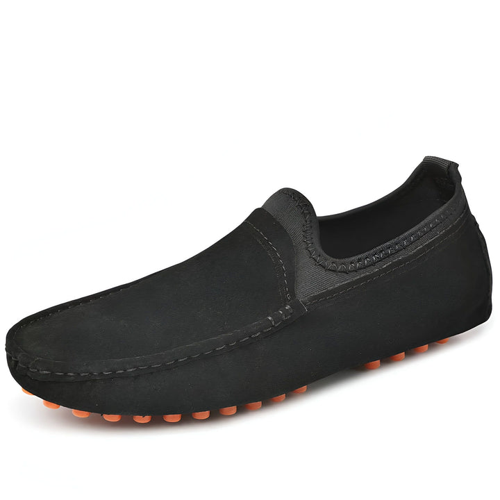 Mocassin noir en daim avec semelle orange en caoutchouc, chaussure décontractée pour homme, style slip-on confortable et élégant., 45286898434229,45286898466997,45286898499765,45286898532533,45286898565301,45286898598069,45286898630837,45286898663605,45286898696373,45286898729141,45286898761909,45286898794677,45286898827445,45286898860213,45286898892981,45286898925749,45286898958517,45286898991285,45286899024053,45286899056821,45286899089589,45286899122357,45286899155125,45286899187893,45286899220661,