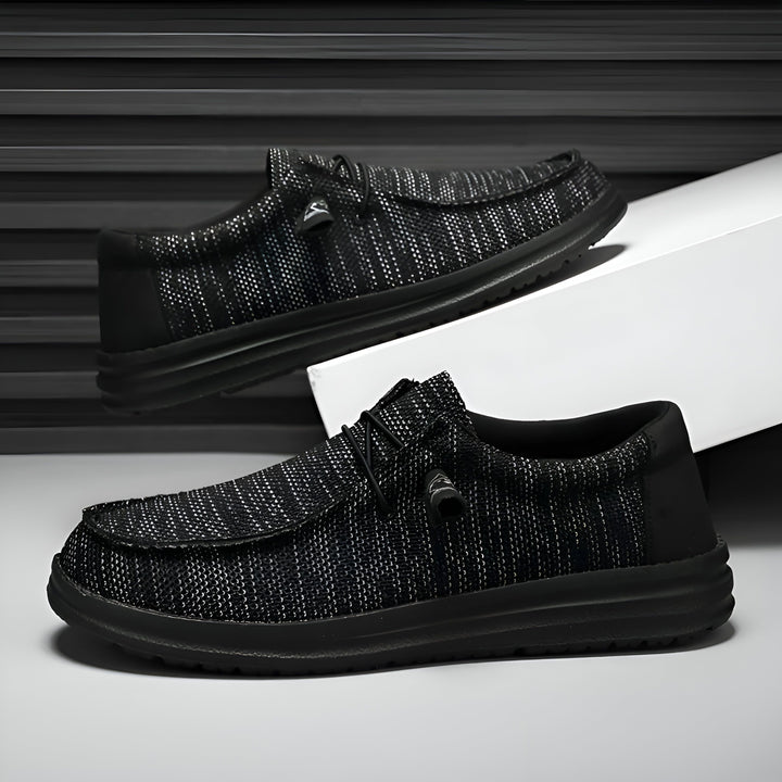 Chaussures décontractées noires pour hommes, style mocassin en toile avec lacets élastiques, idéales pour un look quotidien confortable et tendance., 45286668370101,45286668402869,45286668435637,45286668468405,45286668501173,45286668533941,45286668566709,45286668599477,45286668632245,45286668665013,45286668697781,45286668730549,45286668763317,45286668796085,45286668828853,45286668861621,45286668894389,45286668927157,45286668959925,45286668992693,45286669025461,45286669058229,45286669090997,45286669123