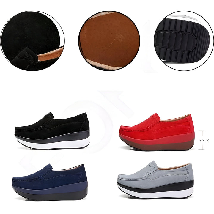 Chaussures compensées pour femmes en noir, rouge, bleu et gris. Gros plan sur le dessus, la semelle intérieure et la semelle de la chaussure. Hauteur de la semelle : 5,5 cm., 45286894141621,45286894174389,45286894207157,45286894239925,45286894272693,45286894305461,45286894338229,45286894370997,45286894403765,45286894436533,45286894469301,45286894502069,45286894534837,45286894567605,45286894600373,45286894633141,45286894665909,45286894698677,45286894731445,45286894764213,45286894796981,45286894829749,452