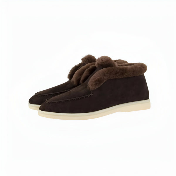 Paire de bottillons en daim marron avec garniture en fourrure marron, semelle blanche. Chaussures d'hiver luxueuses, confortables et élégantes., 45286653395125,45286653427893,45286653460661,45286653493429,45286653526197,45286653558965,45286653591733,45286653624501,45286653657269,45286653690037,45286653722805,45286653755573,45286653788341,45286653821109,45286653853877,45286653886645,45286653919413,45286653952181,45286653984949,45286654017717,45286654050485,45286654083253,45286654116021,45286654148789,452