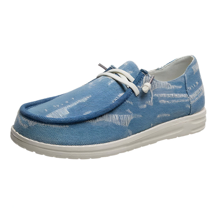 Mocassin décontracté en jean bleu clair avec des lacets blancs et une semelle blanche. Chaussure confortable et tendance pour un look casual chic., 45286736789685,45286736822453,45286736855221,45286736887989,45286736920757,45286736953525,45286736986293,45286737019061,45286737051829