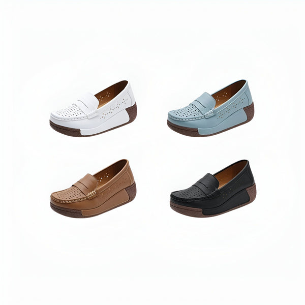 Quatre mocassins perforés pour femmes : blanc, bleu, marron et noir. Chaussures d'été confortables avec semelle compensée., 45286644777141,45286644809909,45286644842677,45286644875445,45286644908213,45286644940981,45286644973749,45286645006517,45286645039285,45286645072053,45286645104821,45286645137589,45286645170357,45286645203125,45286645235893,45286645268661,45286645301429,45286645334197,45286645366965,45286645399733,45286645432501,45286645465269,45286645498037,45286645530805,45286645563573,4528664