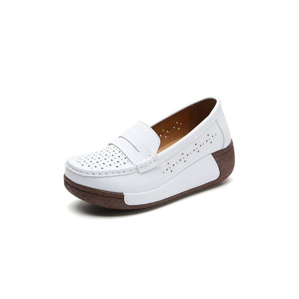 Mocassin blanc pour femme, style décontracté avec semelle compensée marron. Chaussure en cuir perforé, élégante et confortable., 45286644777141,45286644809909,45286644842677,45286644875445,45286644908213,45286644940981,45286644973749,45286645006517,45286645039285,45286645072053,45286645104821,45286645137589,45286645170357,45286645203125,45286645235893,45286645268661,45286645301429,45286645334197,45286645366965,45286645399733,45286645432501,45286645465269,45286645498037,45286645530805,45286645563573,