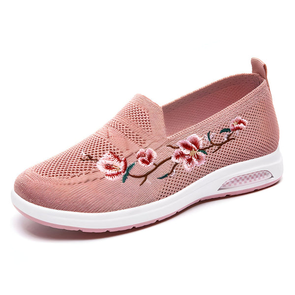 Chaussure de sport rose en maille avec broderie florale, semelle blanche épaisse. Chaussure sans lacets, confortable et élégante. Idéale pour la marche et les activités quotidiennes., 45286958366901,45286958399669,45286958432437,45286958465205,45286958497973,45286958530741,45286958563509,45286958596277,45286958629045,45286958661813,45286958694581,45286958727349,45286958760117,45286958792885,45286958825653,45286958858421,45286958891189,45286958923957,45286958956725,45286958989493,45286959022261,452869