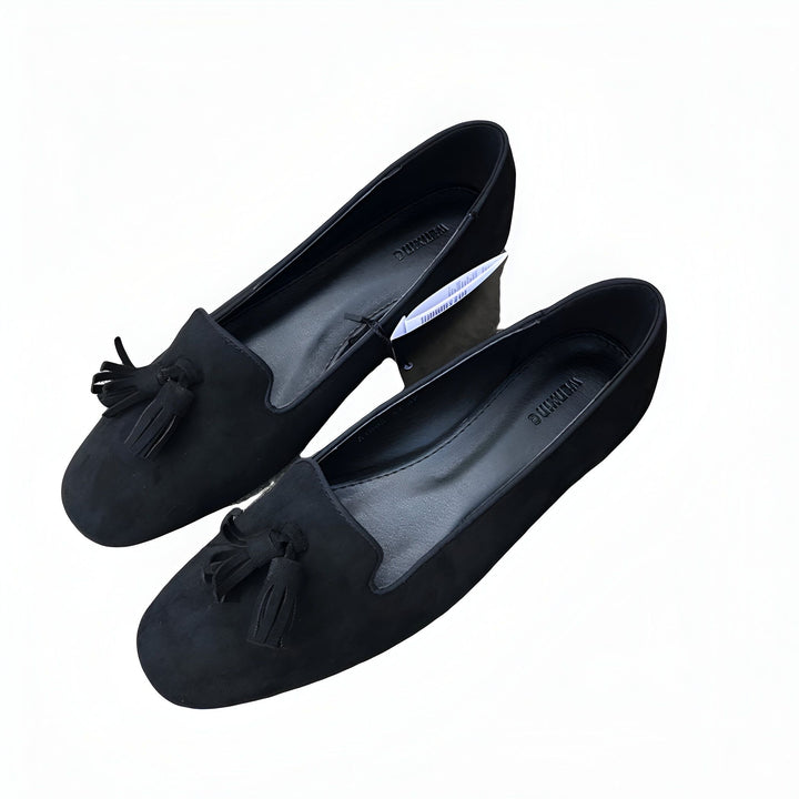 Mocassins noirs pour femmes avec glands, chaussures plates élégantes pour le quotidien., 45286768410805,45286768443573,45286768476341,45286768509109,45286768541877,45286768574645