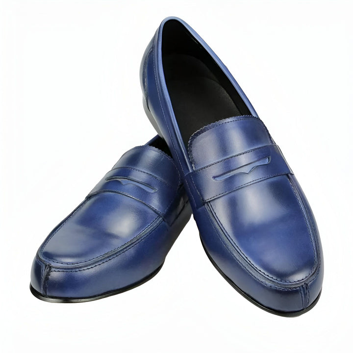 Mocassins en cuir bleu pour hommes, chaussures élégantes et confortables, parfaites pour une tenue décontractée ou habillée., 45286717391029,45286717423797,45286717456565,45286717489333,45286717522101,45286717554869,45286717587637,45286717620405