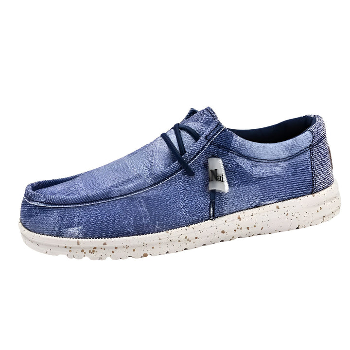 Chaussure décontractée en denim bleu avec lacets, semelle blanche mouchetée et étiquette "Nai"., 45286670532789,45286670565557,45286670598325,45286670631093,45286670663861,45286670696629,45286670729397,45286670762165,45286670794933,45286670827701,45286670860469,45286670893237,45286670926005,45286670958773,45286670991541,45286671024309,45286671057077,45286671089845,45286671122613,45286671155381,45286671188149,45286671220917,45286671253685,45286671286453,45286671319221,45286671351989,45286671384757,4528