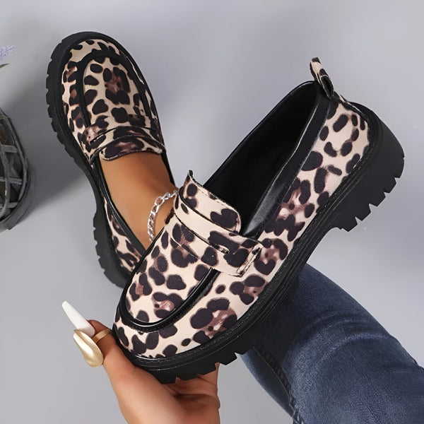 Mocassins léopard à semelle épaisse. Chaussures femme tendance avec motif animalier. Style décontracté et moderne. Idéal pour une tenue originale et confortable., 45286648709301,45286648742069,45286648774837,45286648807605,45286648840373,45286648873141,45286648905909,45286648938677,45286648971445,45286649004213,45286649036981,45286649069749,45286649102517,45286649135285,45286649168053,45286649200821