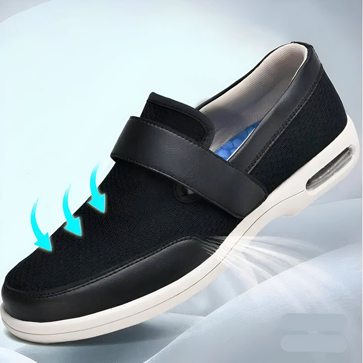 Chaussure noire confortable avec fermeture velcro, semelle blanche, conçue pour le confort et la respirabilité. Idéale pour un usage quotidien, elle offre un soutien optimal., 45286748094645,45286748127413,45286748160181,45286748192949,45286748225717,45286748258485,45286748291253,45286748324021,45286748356789,45286748389557,45286748422325,45286748455093,45286748487861,45286748520629,45286748553397,45286748586165,45286748618933,45286748651701,45286748684469,45286748717237,45286748750005,45286748782773,4