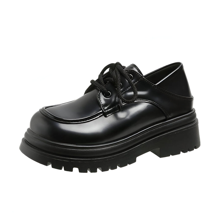 Chaussure noire à lacets avec semelle compensée. Style élégant et moderne. Idéale pour un look tendance et confortable., 45286834995381,45286835028149,45286835060917,45286835093685,45286835126453,45286835159221,45286835191989,45286835224757,45286835257525,45286835290293,45286835323061,45286835355829