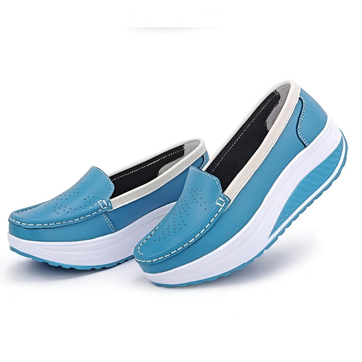 Mocassins compensés turquoise pour femmes, chaussures confortables en cuir avec semelles blanches épaisses. Style décontracté, idéal pour le quotidien., 45286728630453,45286728663221,45286728695989,45286728728757,45286728761525,45286728794293,45286728827061,45286728859829,45286728892597,45286728925365,45286728958133,45286728990901,45286729023669,45286729056437,45286729089205,45286729121973,45286729154741,45286729187509,45286729220277,45286729253045,45286729285813,45286729318581,45286729351349,4528672