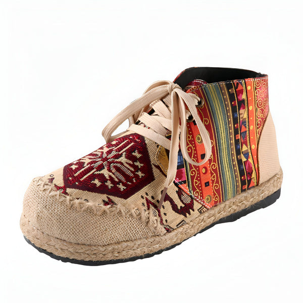 Chaussure montante à lacets, style ethnique avec motifs colorés et détails en jute. Idéale pour un look original et confortable. Mode femme, chaussures tendance., 45286978879669,45286978912437,45286978945205,45286978977973,45286979010741,45286979043509,45286979076277,45286979109045,45286979141813,45286979174581,45286979207349,45286979240117,45286979272885,45286979305653,45286979338421,45286979371189,45286979403957,45286979436725,45286979469493,45286979502261